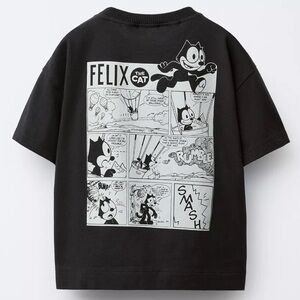 Zara Black Felix the Cat Comic Kids T-Shirt